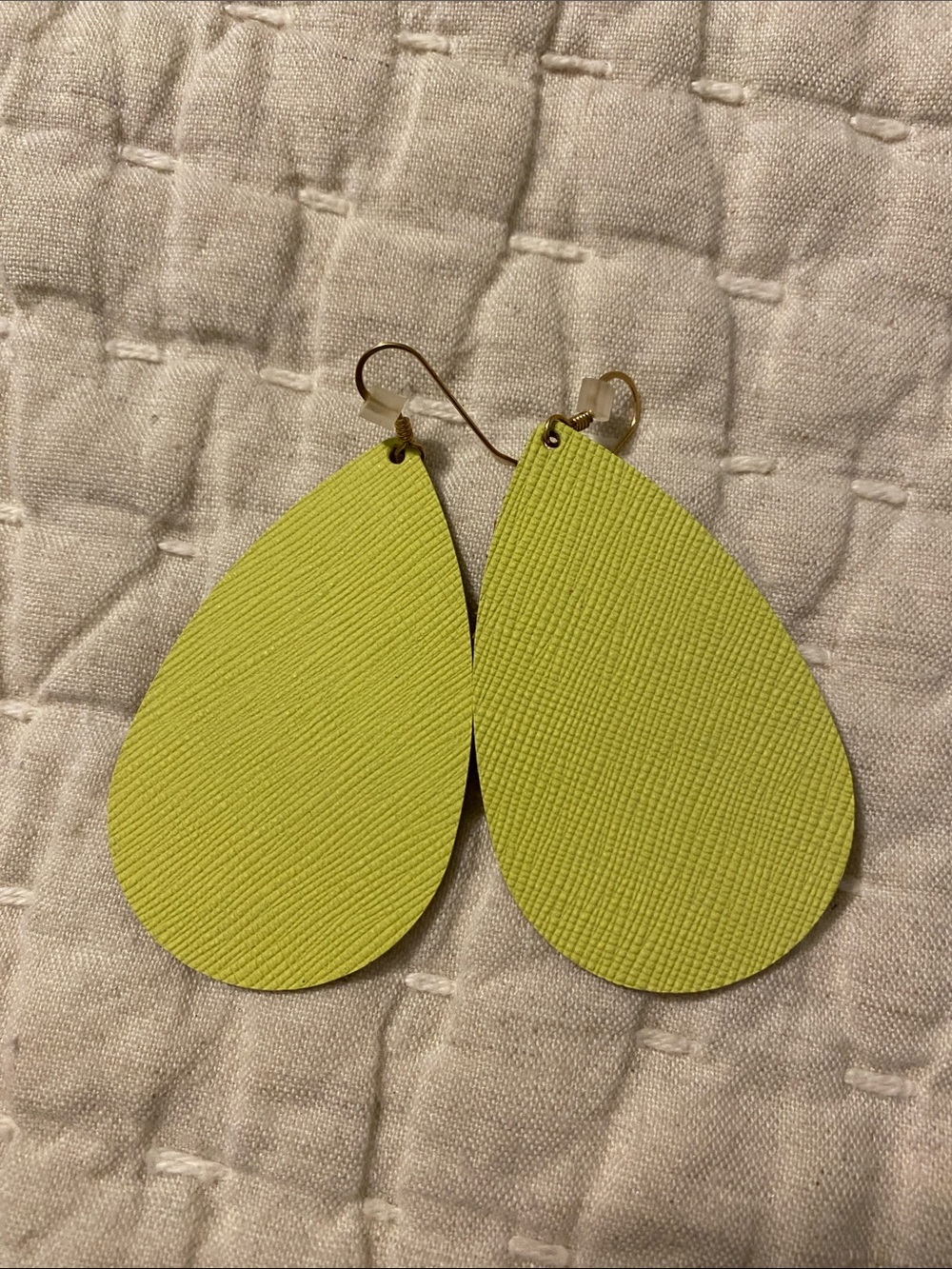 Nickel & Suede Medium Lemon Yellow Teardrop Women's Earrings